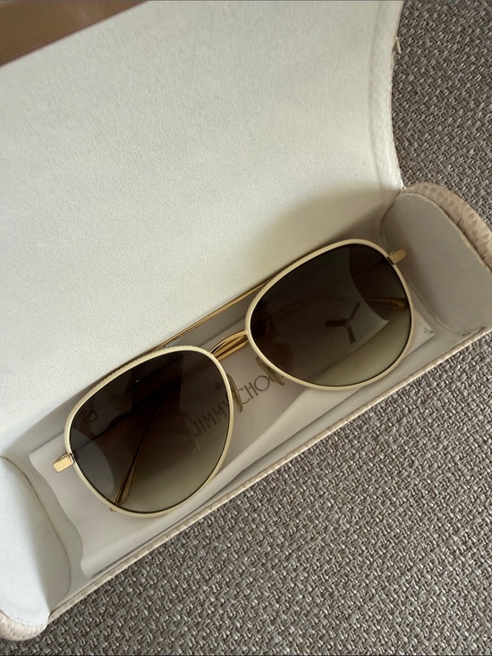 Jimmy Choo Accessories - JIMMY CHOO RETO/SWhite Frame Aviator Women Sunglasses with Brown Gradient Lenses